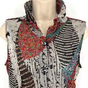 IC By Connie K Mesh Sleeveless Tunic Top Wire Collar Lagenlook Sz L